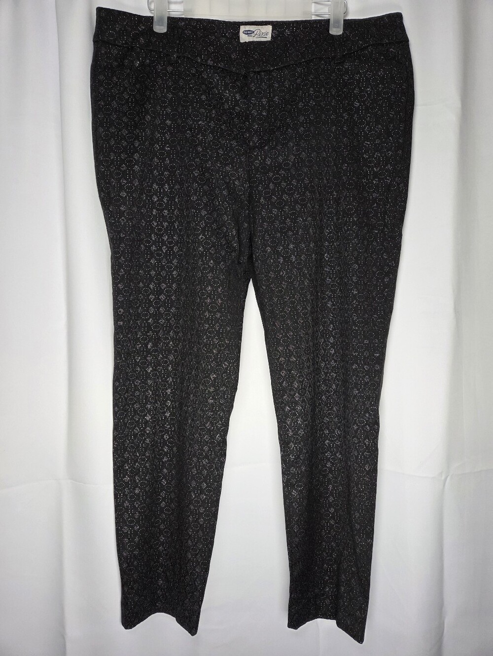 Old Navy Black Silver Embossed Pixie Pants Stretch Women’s Size 12